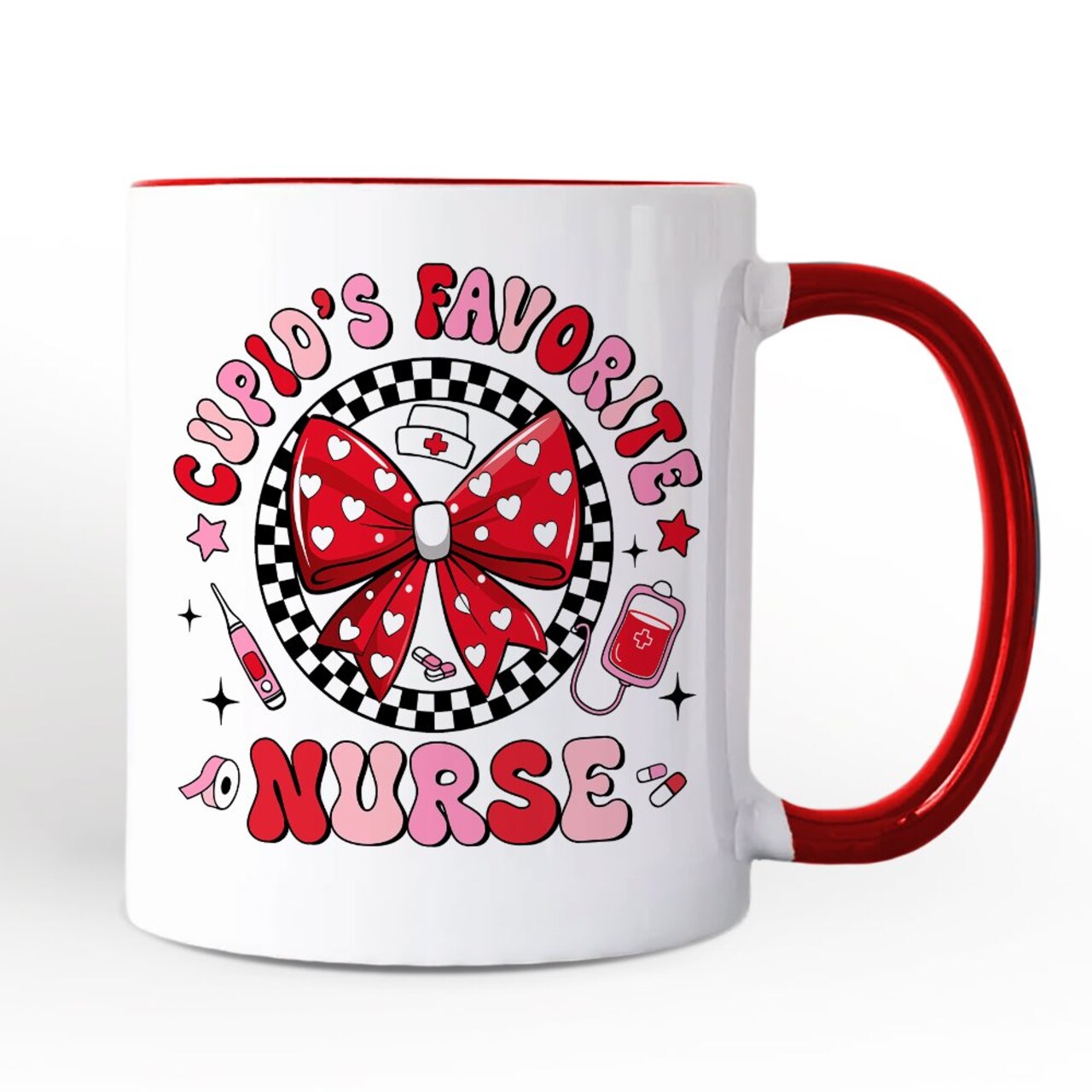 Cupid's Favorite Nurse Coquette Bow Mug, Cute Valentine Nurse Gift